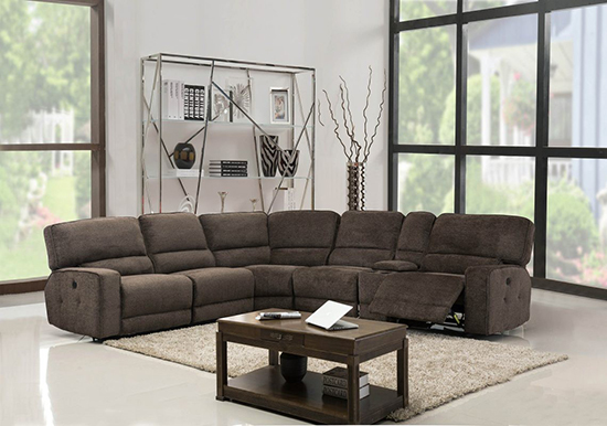Global United 9906 - Chanille Sectional in Brown Color. 